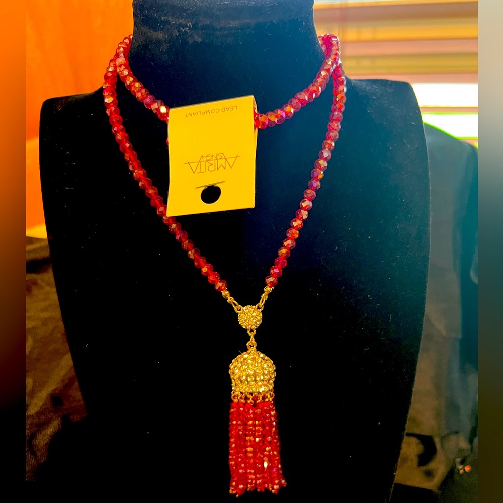 Amrita Singh Red and Silver Necklace